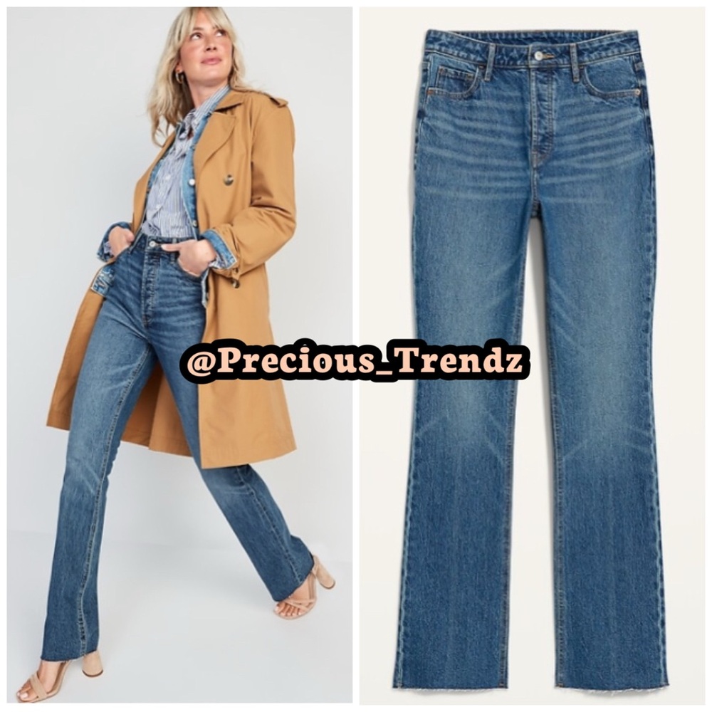 📦 Old Navy Extra High-Waisted Button-Fly Kicker Boot-Cut Cut-Off Jeans 24